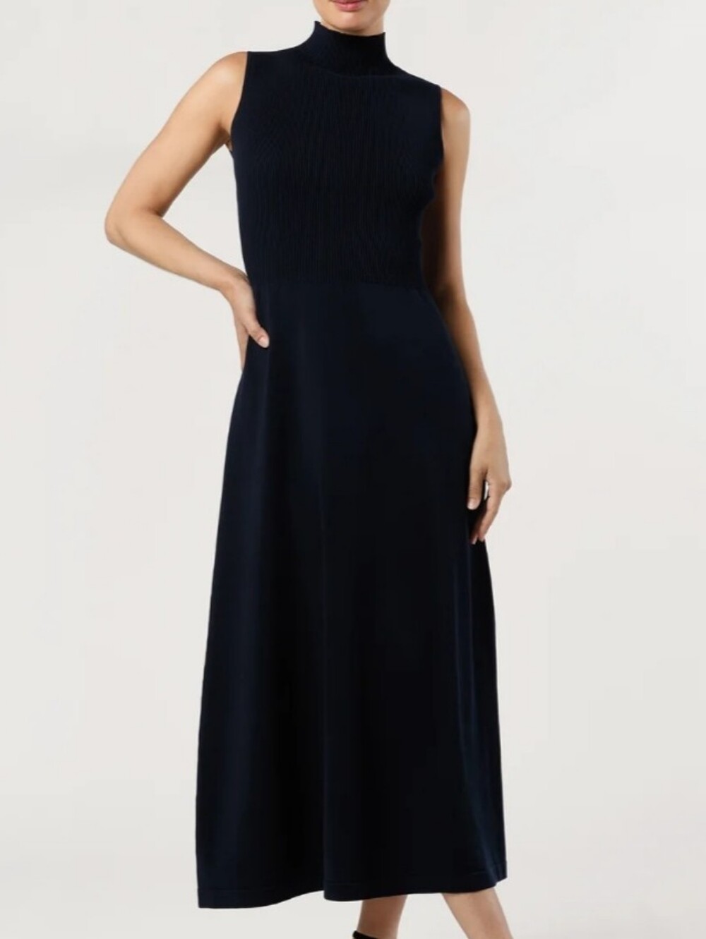 Ann Mashburn Sleeveless Black Maxi Dress with Mock Neck